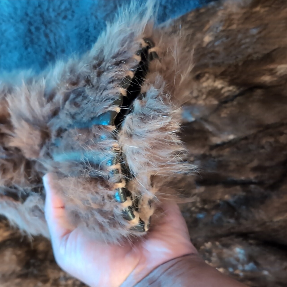 Women's Brown Real Fur Coat - Picture 13 of 14